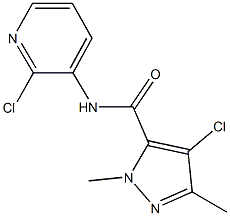 4-chloro-N-(2-chloro-3-pyridinyl)-1,3-dimethyl-1H-pyrazole-5-carboxamide Struktur