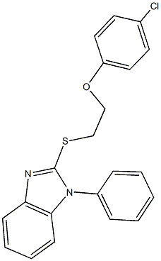 2-{[2-(4-chlorophenoxy)ethyl]sulfanyl}-1-phenyl-1H-benzimidazole Struktur