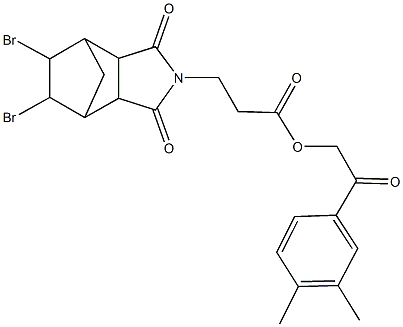 2-(3,4-dimethylphenyl)-2-oxoethyl 3-(8,9-dibromo-3,5-dioxo-4-azatricyclo[5.2.1.0~2,6~]dec-4-yl)propanoate Struktur