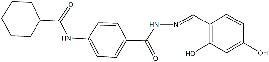 N-(4-{[2-(2,4-dihydroxybenzylidene)hydrazino]carbonyl}phenyl)cyclohexanecarboxamide Struktur