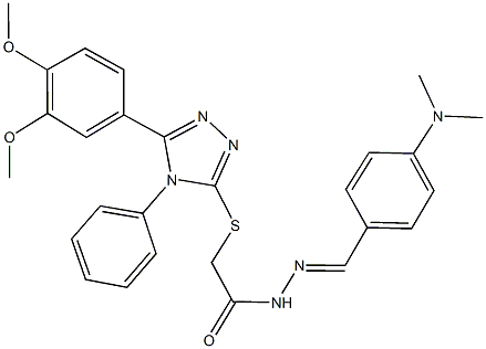 2-{[5-(3,4-dimethoxyphenyl)-4-phenyl-4H-1,2,4-triazol-3-yl]sulfanyl}-N'-[4-(dimethylamino)benzylidene]acetohydrazide Struktur