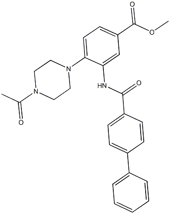 methyl 4-(4-acetyl-1-piperazinyl)-3-[([1,1'-biphenyl]-4-ylcarbonyl)amino]benzoate Struktur