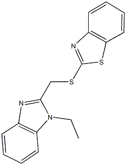 2-{[(1-ethyl-1H-benzimidazol-2-yl)methyl]sulfanyl}-1,3-benzothiazole Struktur