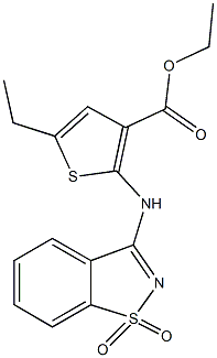 ethyl 2-[(1,1-dioxido-1,2-benzisothiazol-3-yl)amino]-5-ethyl-3-thiophenecarboxylate Struktur