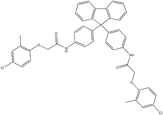 2-(4-chloro-2-methylphenoxy)-N-{4-[9-(4-{[(4-chloro-2-methylphenoxy)acetyl]amino}phenyl)-9H-fluoren-9-yl]phenyl}acetamide Struktur