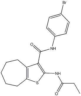 N-(4-bromophenyl)-2-(propionylamino)-5,6,7,8-tetrahydro-4H-cyclohepta[b]thiophene-3-carboxamide Struktur