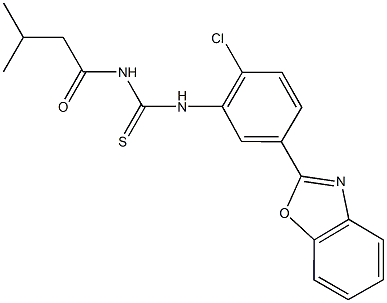 N-[5-(1,3-benzoxazol-2-yl)-2-chlorophenyl]-N'-(3-methylbutanoyl)thiourea Struktur