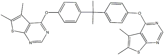 4-[4-(1-{4-[(5,6-dimethylthieno[2,3-d]pyrimidin-4-yl)oxy]phenyl}-1-methylethyl)phenoxy]-5,6-dimethylthieno[2,3-d]pyrimidine Struktur