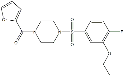 ethyl 2-fluoro-5-{[4-(2-furoyl)-1-piperazinyl]sulfonyl}phenyl ether Struktur