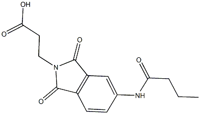 3-[5-(butyrylamino)-1,3-dioxo-1,3-dihydro-2H-isoindol-2-yl]propanoic acid Struktur