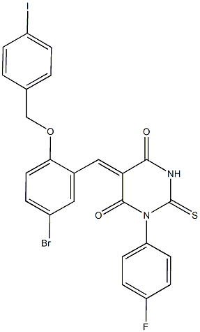 5-{5-bromo-2-[(4-iodobenzyl)oxy]benzylidene}-1-(4-fluorophenyl)-2-thioxodihydro-4,6(1H,5H)-pyrimidinedione Struktur