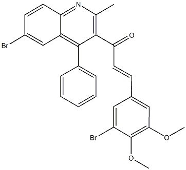 3-(3-bromo-4,5-dimethoxyphenyl)-1-(6-bromo-2-methyl-4-phenyl-3-quinolinyl)-2-propen-1-one Struktur