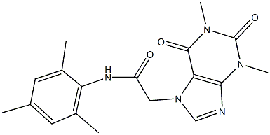 2-(1,3-dimethyl-2,6-dioxo-1,2,3,6-tetrahydro-7H-purin-7-yl)-N-mesitylacetamide Struktur