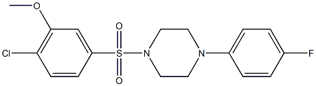 2-chloro-5-{[4-(4-fluorophenyl)-1-piperazinyl]sulfonyl}phenyl methyl ether Struktur