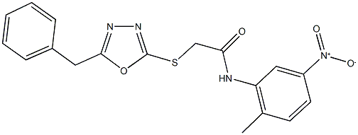 N-{5-nitro-2-methylphenyl}-2-{[5-(phenylmethyl)-1,3,4-oxadiazol-2-yl]sulfanyl}acetamide Struktur