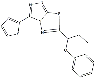 phenyl 1-[3-(2-thienyl)[1,2,4]triazolo[3,4-b][1,3,4]thiadiazol-6-yl]propyl ether Struktur