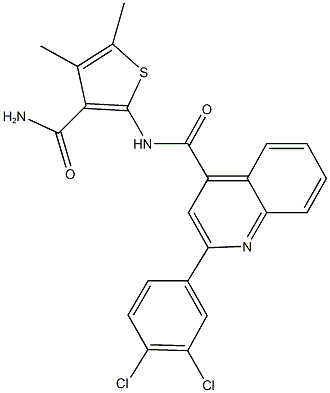 N-[3-(aminocarbonyl)-4,5-dimethyl-2-thienyl]-2-(3,4-dichlorophenyl)-4-quinolinecarboxamide Struktur