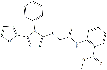 methyl 2-[({[5-(2-furyl)-4-phenyl-4H-1,2,4-triazol-3-yl]sulfanyl}acetyl)amino]benzoate Struktur