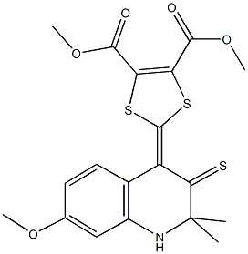 dimethyl 2-(2,2-dimethyl-7-(methyloxy)-3-thioxo-2,3-dihydroquinolin-4(1H)-ylidene)-1,3-dithiole-4,5-dicarboxylate Struktur