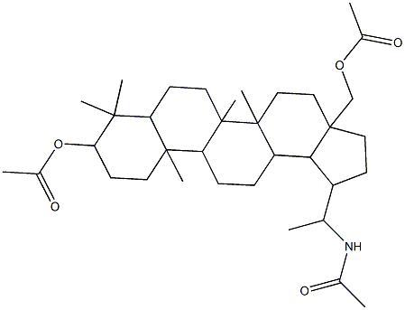 1-[1-(acetylamino)ethyl]-3a-[(acetyloxy)methyl]-5a,5b,8,8,11a-pentamethylicosahydro-1H-cyclopenta[a]chrysen-9-yl acetate Struktur