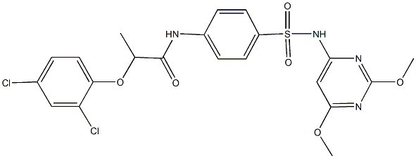 2-(2,4-dichlorophenoxy)-N-(4-{[(2,6-dimethoxypyrimidin-4-yl)amino]sulfonyl}phenyl)propanamide Struktur