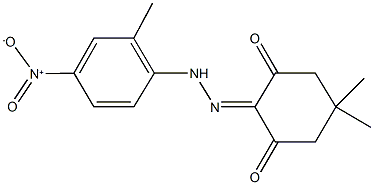 5,5-dimethylcyclohexane-1,2,3-trione 2-({4-nitro-2-methylphenyl}hydrazone) Struktur