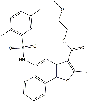 2-methoxyethyl 5-{[(2,5-dimethylphenyl)sulfonyl]amino}-2-methylnaphtho[1,2-b]furan-3-carboxylate Struktur