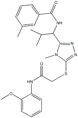 N-[1-(5-{[2-(2-methoxyanilino)-2-oxoethyl]sulfanyl}-4-methyl-4H-1,2,4-triazol-3-yl)-2-methylpropyl]-3-methylbenzamide Struktur