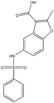 2-methyl-5-[(phenylsulfonyl)amino]-1-benzofuran-3-carboxylic acid Struktur