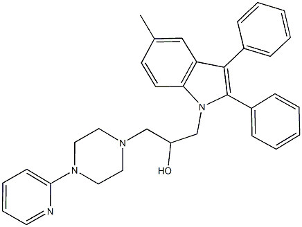 1-(5-methyl-2,3-diphenyl-1H-indol-1-yl)-3-[4-(2-pyridinyl)-1-piperazinyl]-2-propanol Struktur