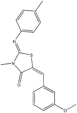 5-(3-methoxybenzylidene)-3-methyl-2-[(4-methylphenyl)imino]-1,3-thiazolidin-4-one Struktur