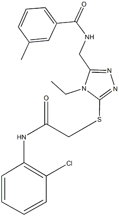 N-[(5-{[2-(2-chloroanilino)-2-oxoethyl]sulfanyl}-4-ethyl-4H-1,2,4-triazol-3-yl)methyl]-3-methylbenzamide Struktur