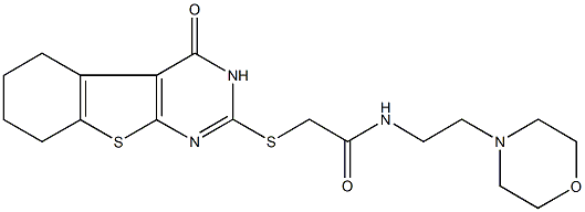 N-[2-(4-morpholinyl)ethyl]-2-[(4-oxo-3,4,5,6,7,8-hexahydro[1]benzothieno[2,3-d]pyrimidin-2-yl)sulfanyl]acetamide Struktur