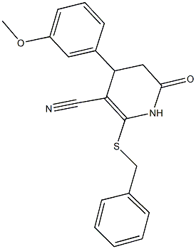 2-(benzylsulfanyl)-4-(3-methoxyphenyl)-6-oxo-1,4,5,6-tetrahydro-3-pyridinecarbonitrile Struktur