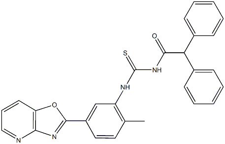 N-(diphenylacetyl)-N'-(2-methyl-5-[1,3]oxazolo[4,5-b]pyridin-2-ylphenyl)thiourea Struktur