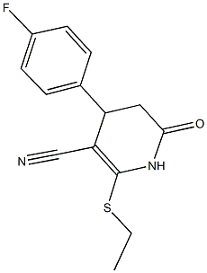 2-(ethylsulfanyl)-4-(4-fluorophenyl)-6-oxo-1,4,5,6-tetrahydro-3-pyridinecarbonitrile Struktur