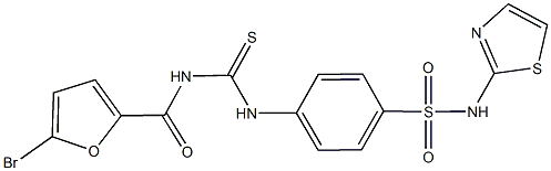 4-({[(5-bromo-2-furoyl)amino]carbothioyl}amino)-N-(1,3-thiazol-2-yl)benzenesulfonamide Struktur