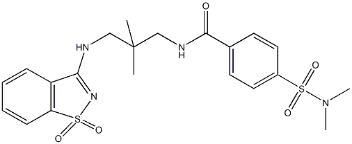 4-[(dimethylamino)sulfonyl]-N-{3-[(1,1-dioxido-1,2-benzisothiazol-3-yl)amino]-2,2-dimethylpropyl}benzamide Struktur