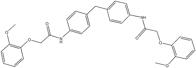 2-(2-methoxyphenoxy)-N-[4-(4-{[(2-methoxyphenoxy)acetyl]amino}benzyl)phenyl]acetamide Struktur