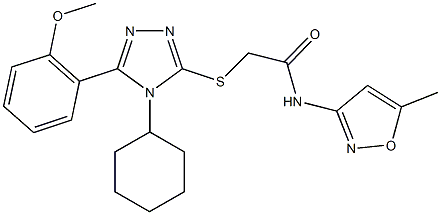 2-{[4-cyclohexyl-5-(2-methoxyphenyl)-4H-1,2,4-triazol-3-yl]sulfanyl}-N-(5-methyl-3-isoxazolyl)acetamide Struktur