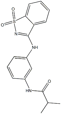 N-{3-[(1,1-dioxido-1,2-benzisothiazol-3-yl)amino]phenyl}-2-methylpropanamide Struktur