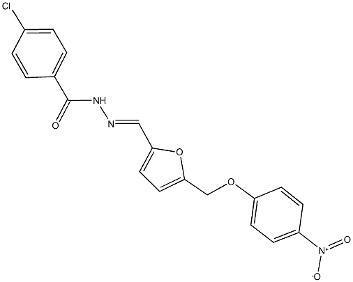 4-chloro-N'-{[5-({4-nitrophenoxy}methyl)-2-furyl]methylene}benzohydrazide Struktur