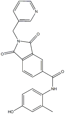 N-(4-hydroxy-2-methylphenyl)-1,3-dioxo-2-(3-pyridinylmethyl)-5-isoindolinecarboxamide Struktur