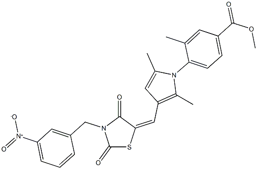 methyl 4-{3-[(3-{3-nitrobenzyl}-2,4-dioxo-1,3-thiazolidin-5-ylidene)methyl]-2,5-dimethyl-1H-pyrrol-1-yl}-3-methylbenzoate Struktur