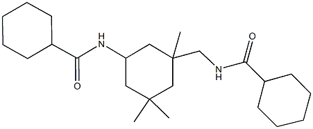 N-(3-{[(cyclohexylcarbonyl)amino]methyl}-3,5,5-trimethylcyclohexyl)cyclohexanecarboxamide Struktur