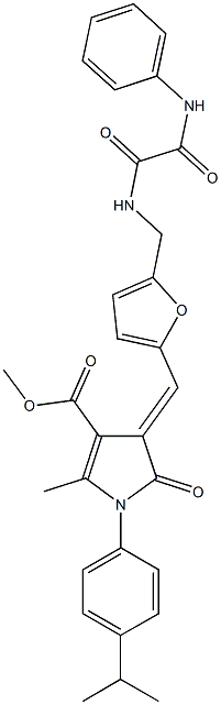 methyl 4-{[5-({[anilino(oxo)acetyl]amino}methyl)-2-furyl]methylene}-1-(4-isopropylphenyl)-2-methyl-5-oxo-4,5-dihydro-1H-pyrrole-3-carboxylate Struktur