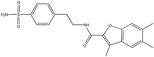 N-{2-[4-(aminosulfonyl)phenyl]ethyl}-3,5,6-trimethyl-1-benzofuran-2-carboxamide Struktur