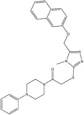 (4-methyl-5-{[2-oxo-2-(4-phenyl-1-piperazinyl)ethyl]sulfanyl}-4H-1,2,4-triazol-3-yl)methyl 2-naphthyl ether Struktur