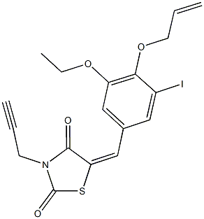 5-[4-(allyloxy)-3-ethoxy-5-iodobenzylidene]-3-(2-propynyl)-1,3-thiazolidine-2,4-dione Struktur