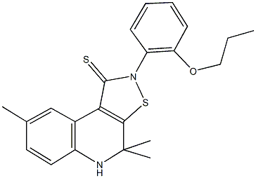 4,4,8-trimethyl-2-(2-propoxyphenyl)-4,5-dihydroisothiazolo[5,4-c]quinoline-1(2H)-thione Struktur